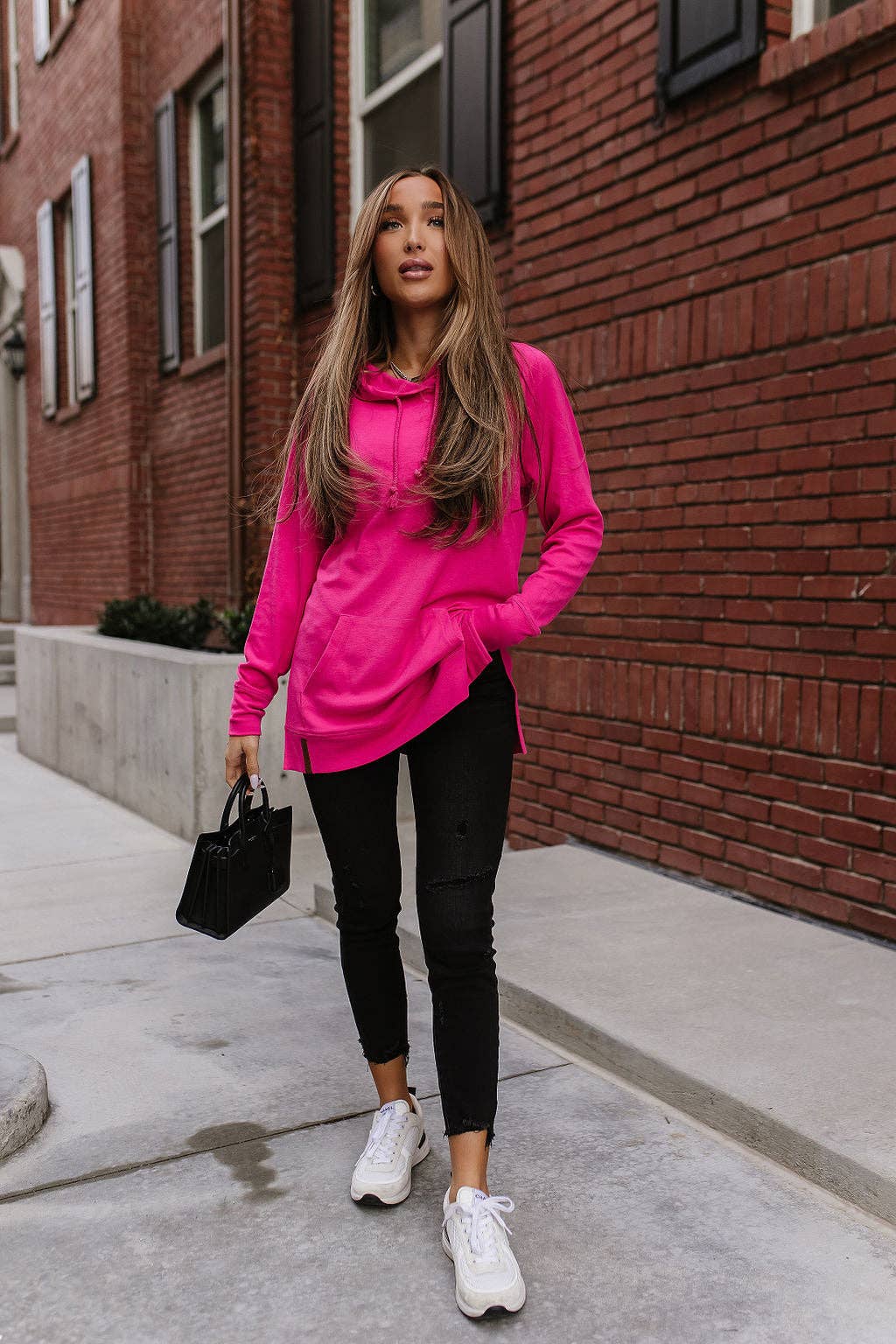 Sideslit Hoodie | Hot Pink