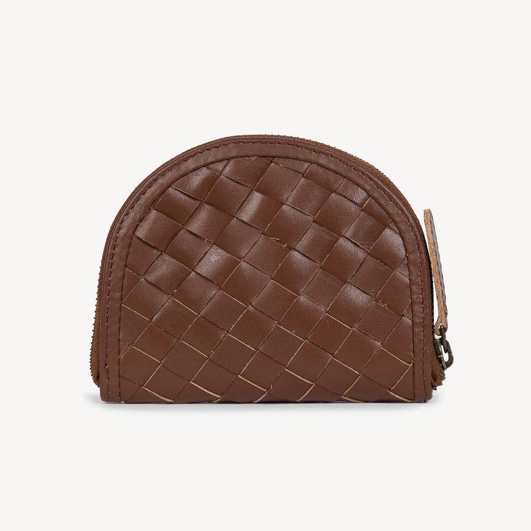 Woven Halfmoon Mini Wallet | Chocolate Brown