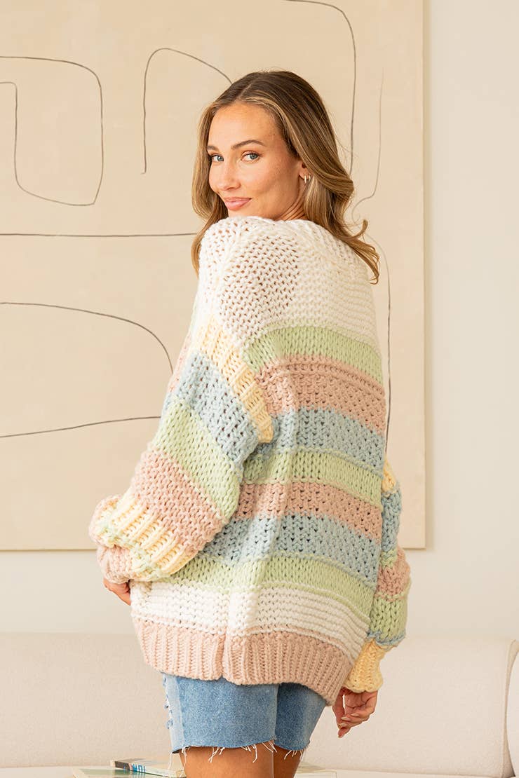 Chunky Cardigan with Balloon Sleeves