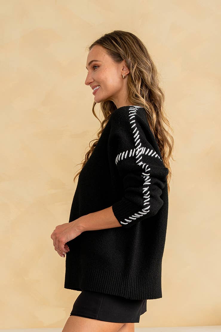 Knit Top with Whipstitch Detail