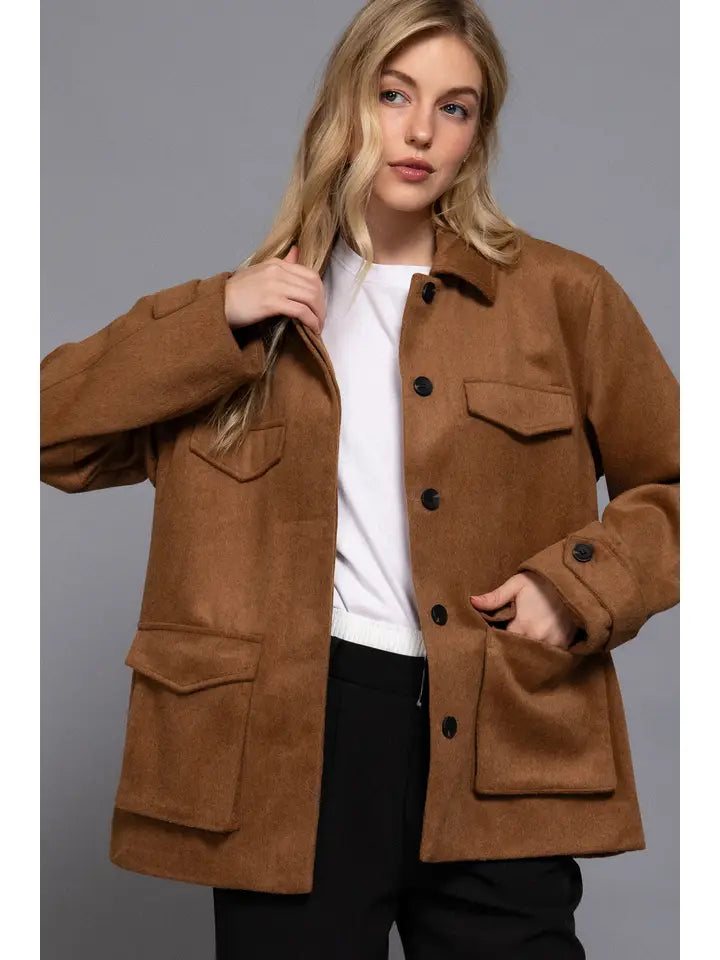 Felt Shacket | Camel