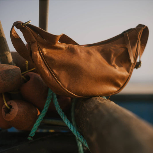 Leather Moon Sling Bag | Vintage Brown