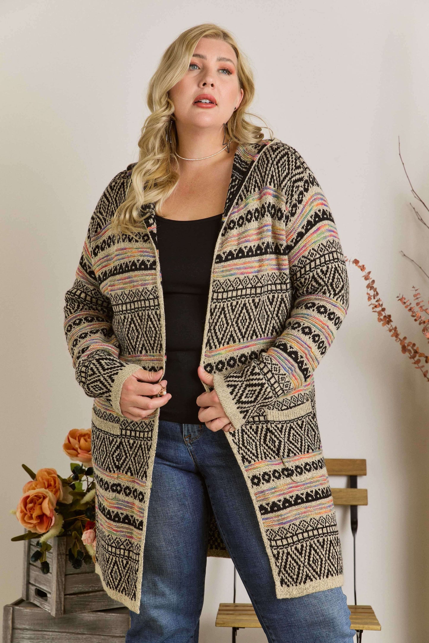 Tribal Hoodie Cardigan