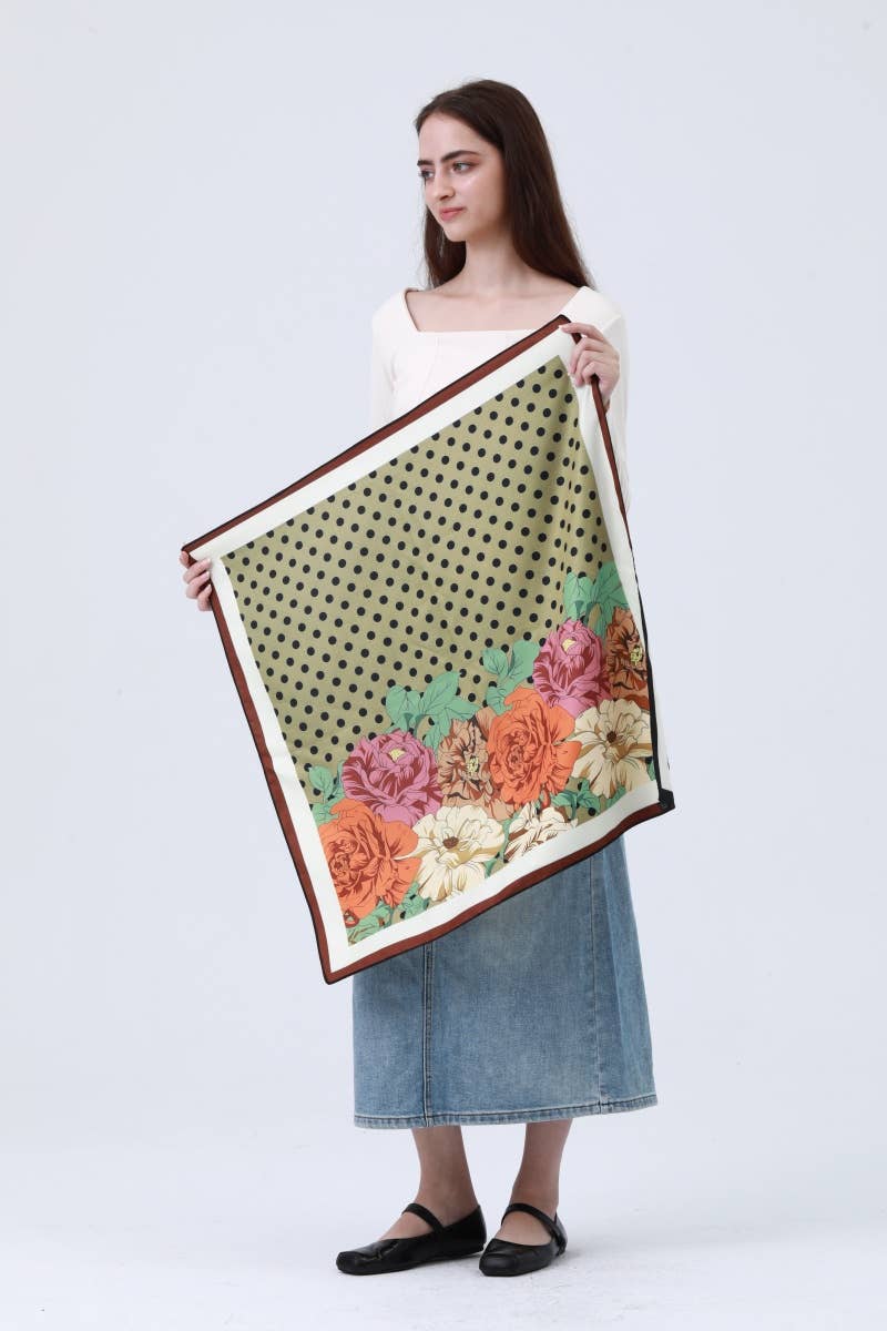 Polka Dot & Floral Reversible Scarf