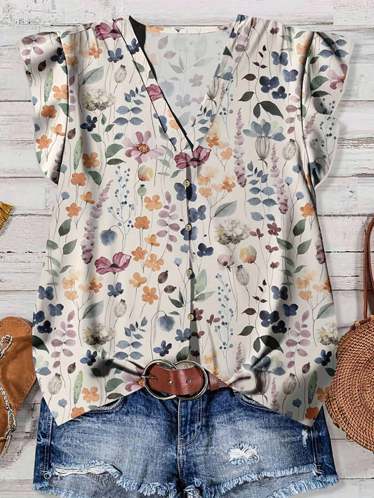 Flutter Sleeve V-Neck Top
