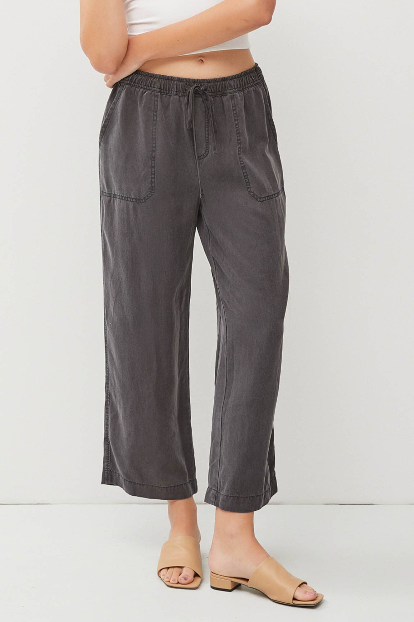 Tencel Wide Leg Pants | Charcaol