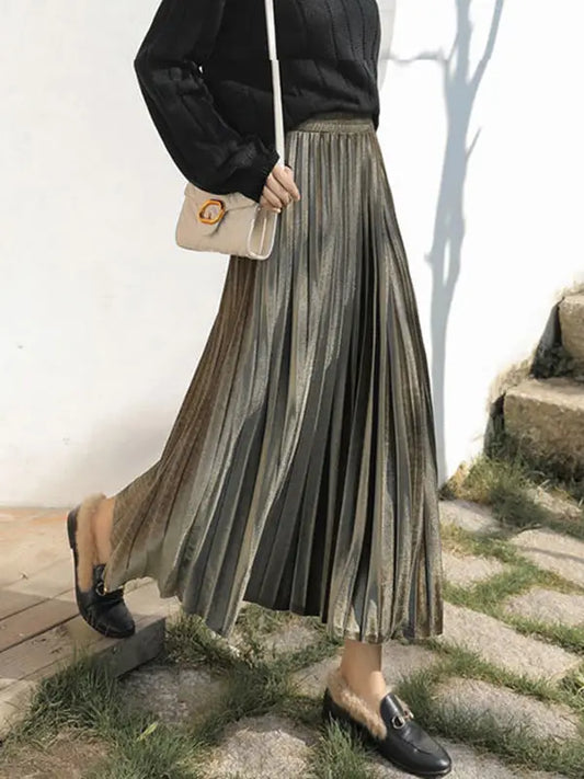 Pleated A-Line Skirt