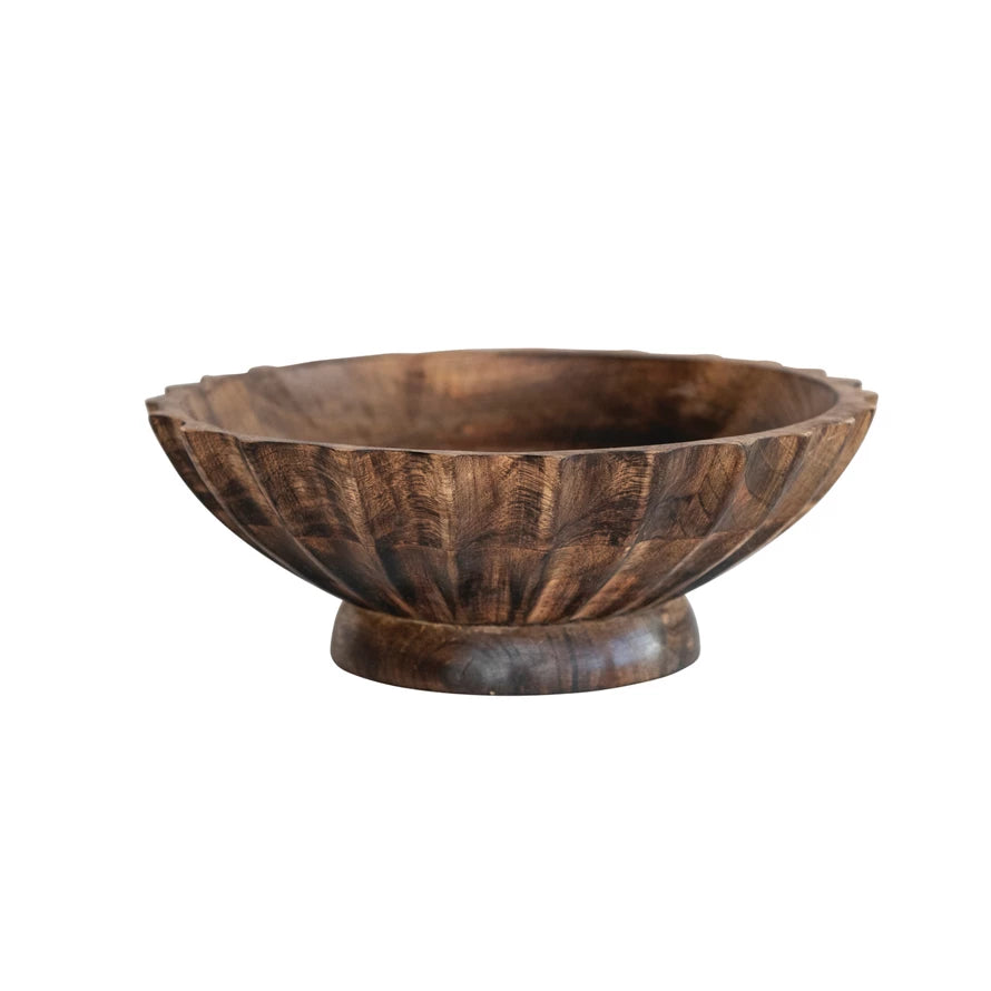 Mango Wood Footed Bowl