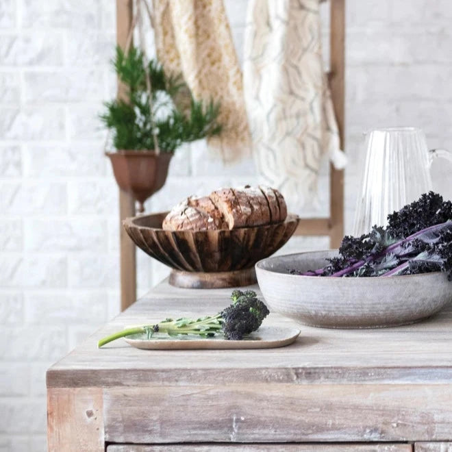 Mango Wood Footed Bowl