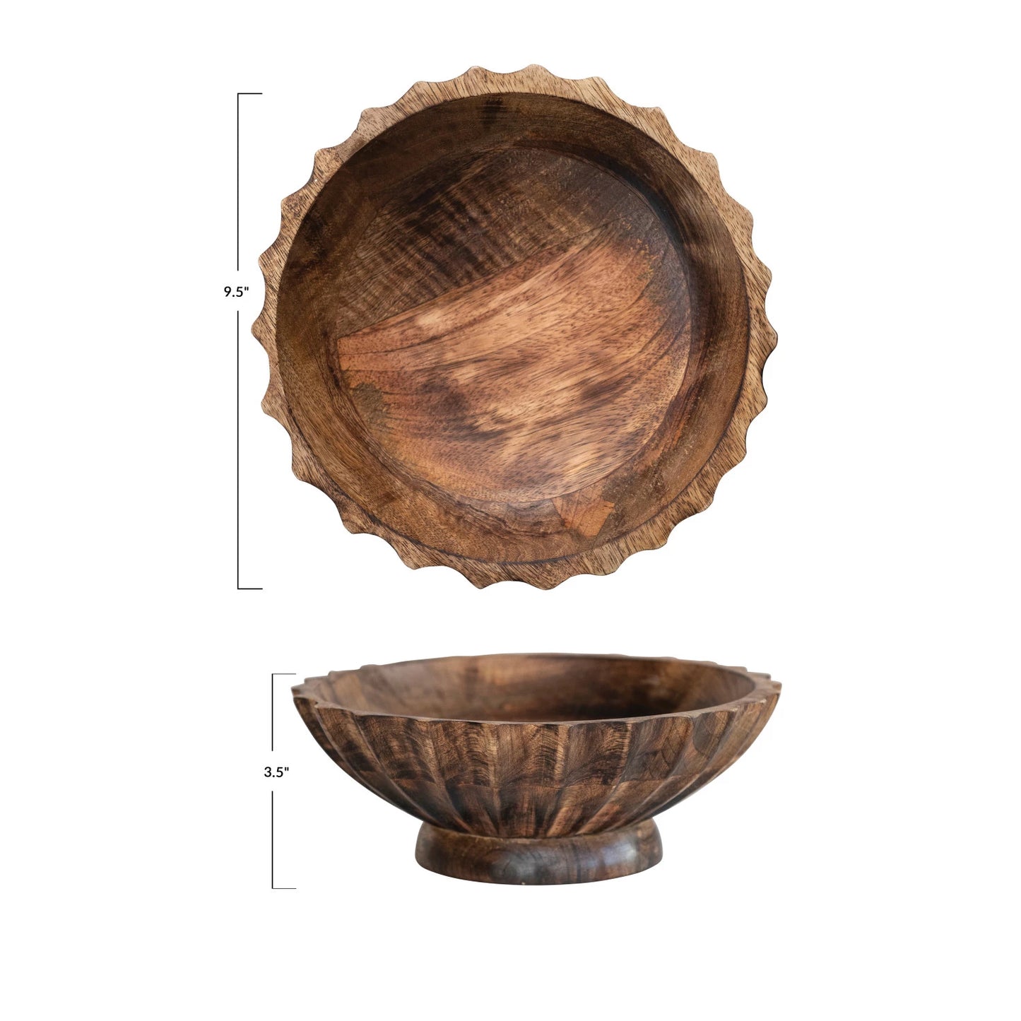 Mango Wood Footed Bowl