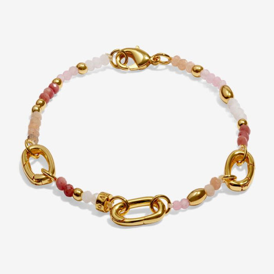Charm Bar | 3 Charm Clasps Beaded Pink Bracelet