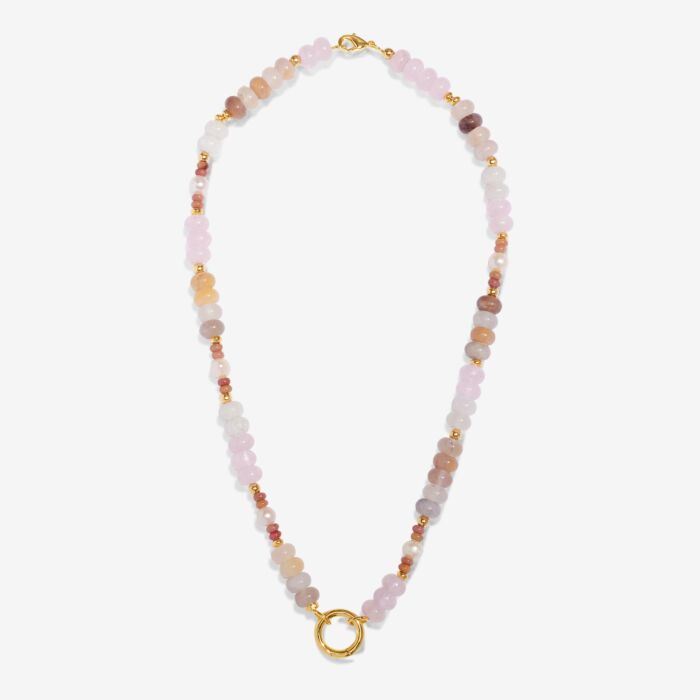 Charm Bar | 1 Charm Clasp Chunky Beaded Pink & Pearl Necklace