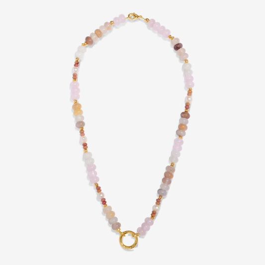 Charm Bar | 1 Charm Clasp Chunky Beaded Pink & Pearl Necklace