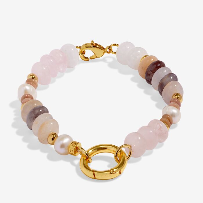 Charm Bar | 1 Charm Clasp Chunky Beaded Pink & Pearl Bracelet