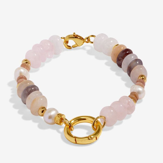 Charm Bar | 1 Charm Clasp Chunky Beaded Pink & Pearl Bracelet