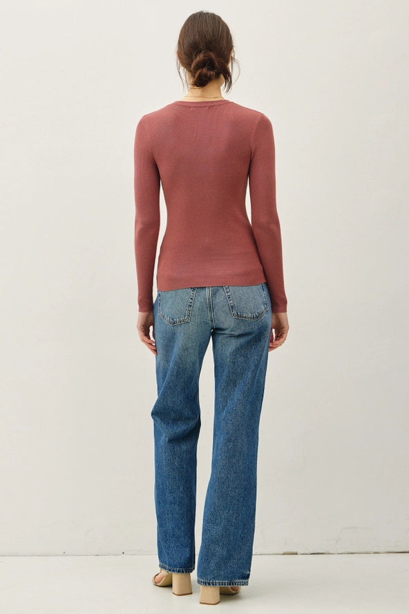 Solid Rib Knit Pullover