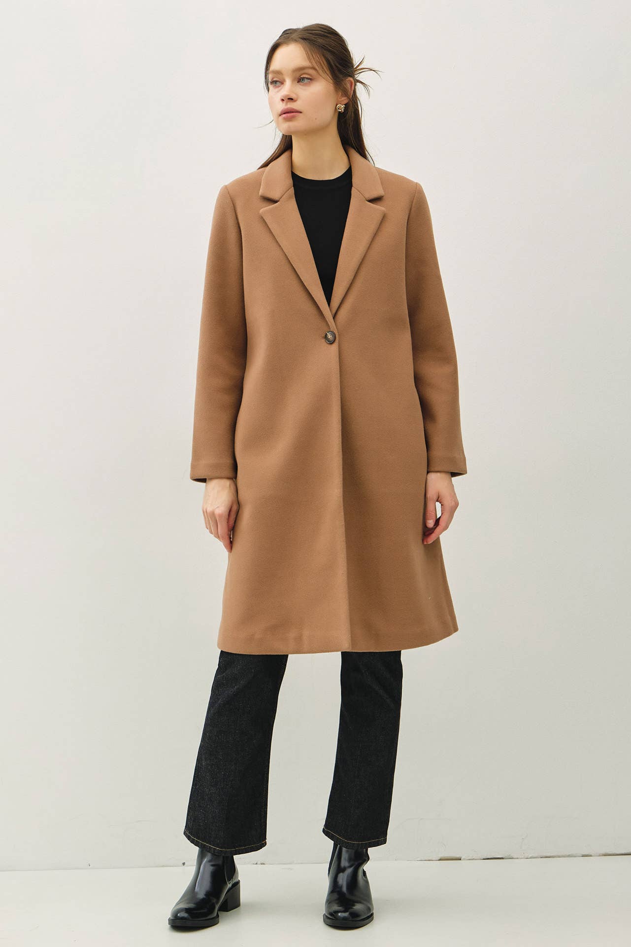 Notched Lapel Single Button Coat
