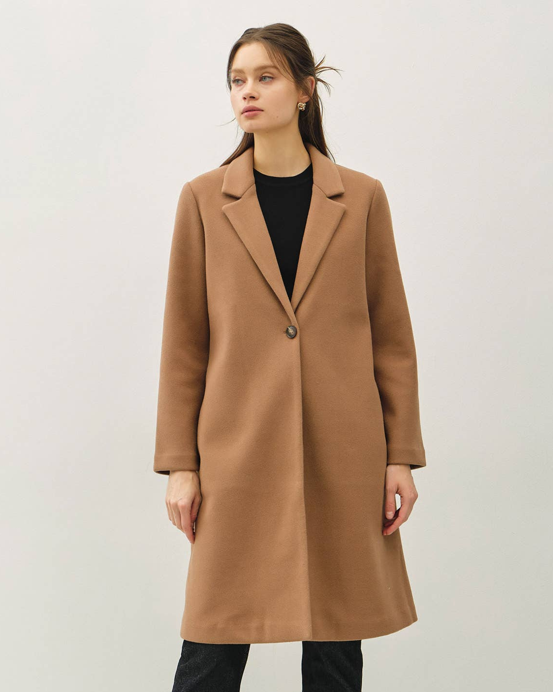 Notched Lapel Single Button Coat
