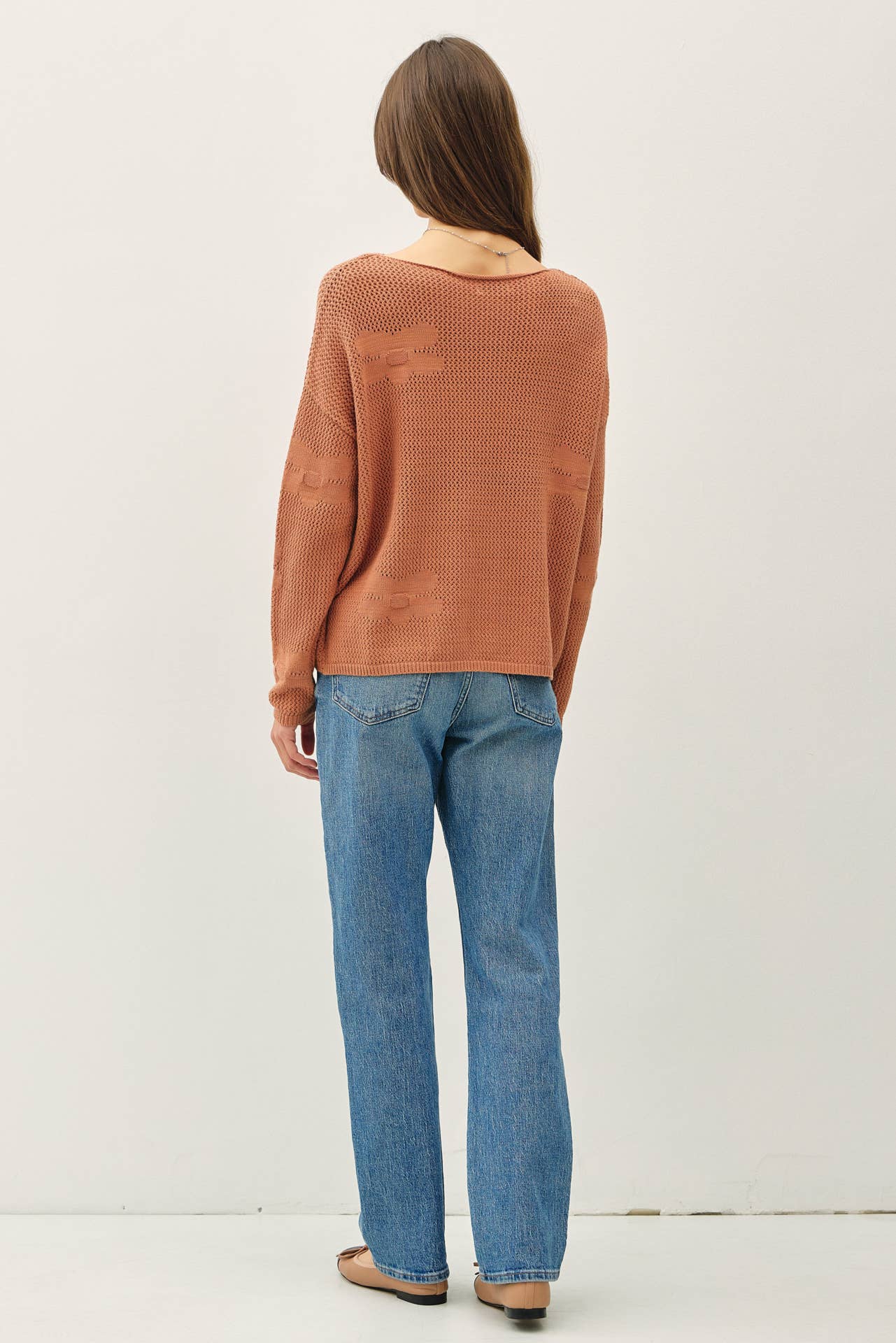 Lightweight Crochet Knit Sweater | Terracotta