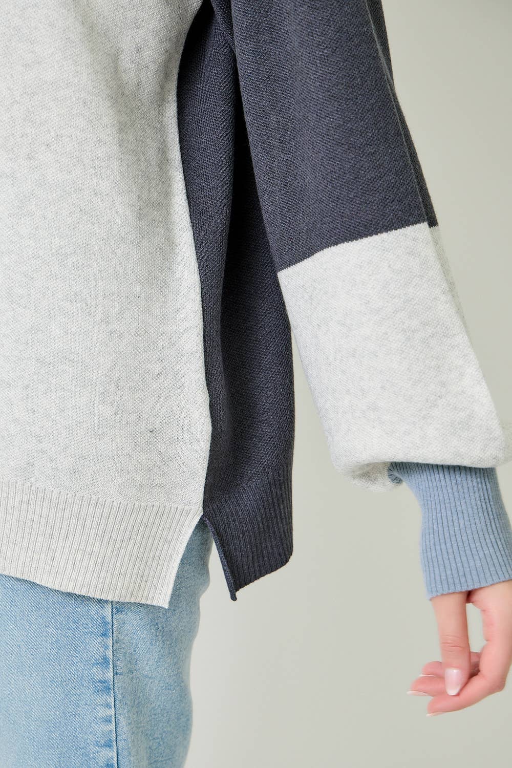 Mock Neck Color Block Sweater