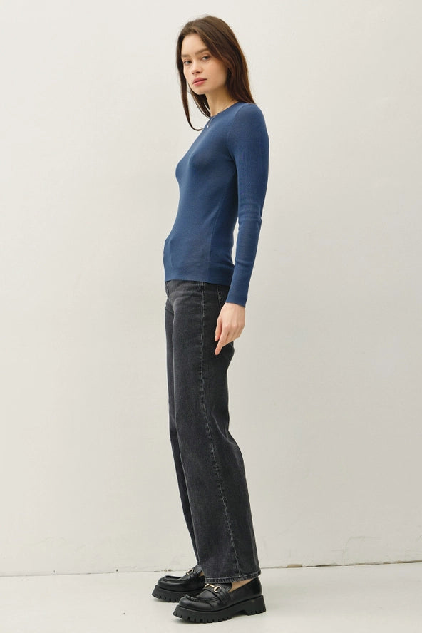 Solid Rib Knit Pullover