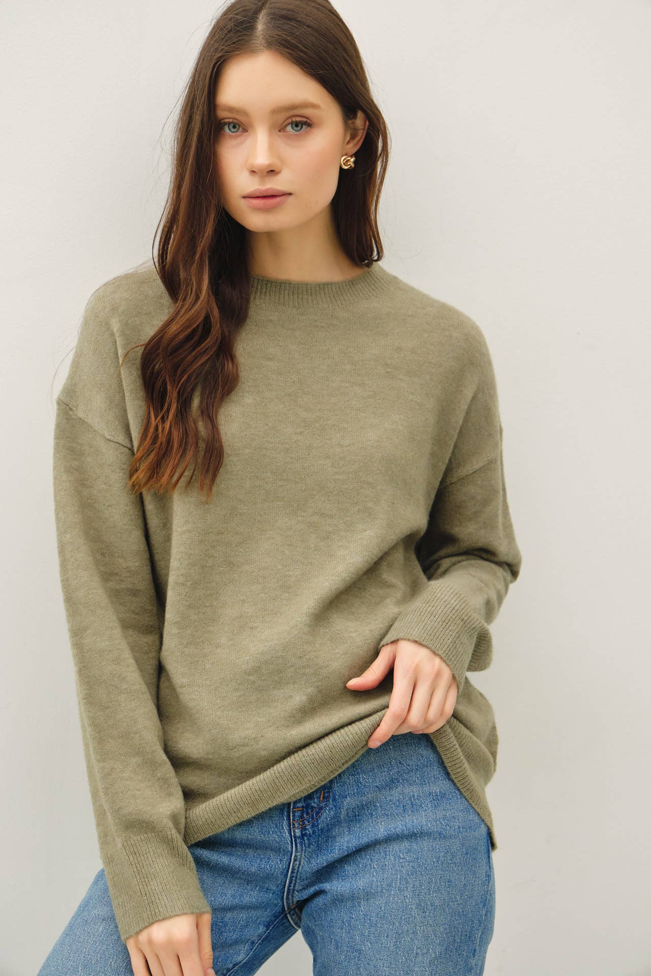 Wool Blend Crewneck Classic Sweater