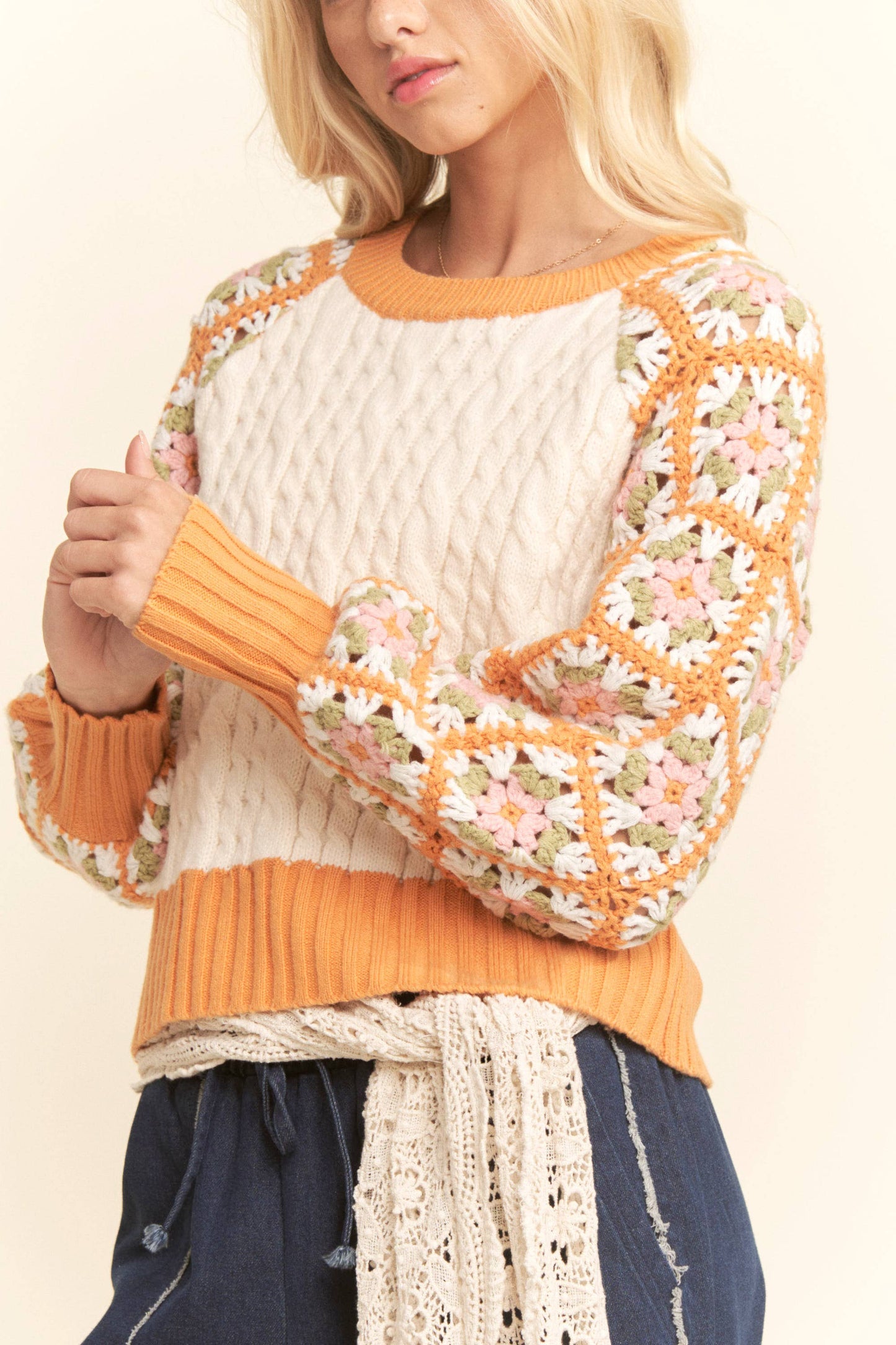 Crochet Sleeve Sweater