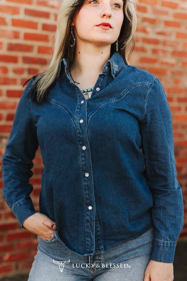 Dark Mineral Wash Button Down Shirt