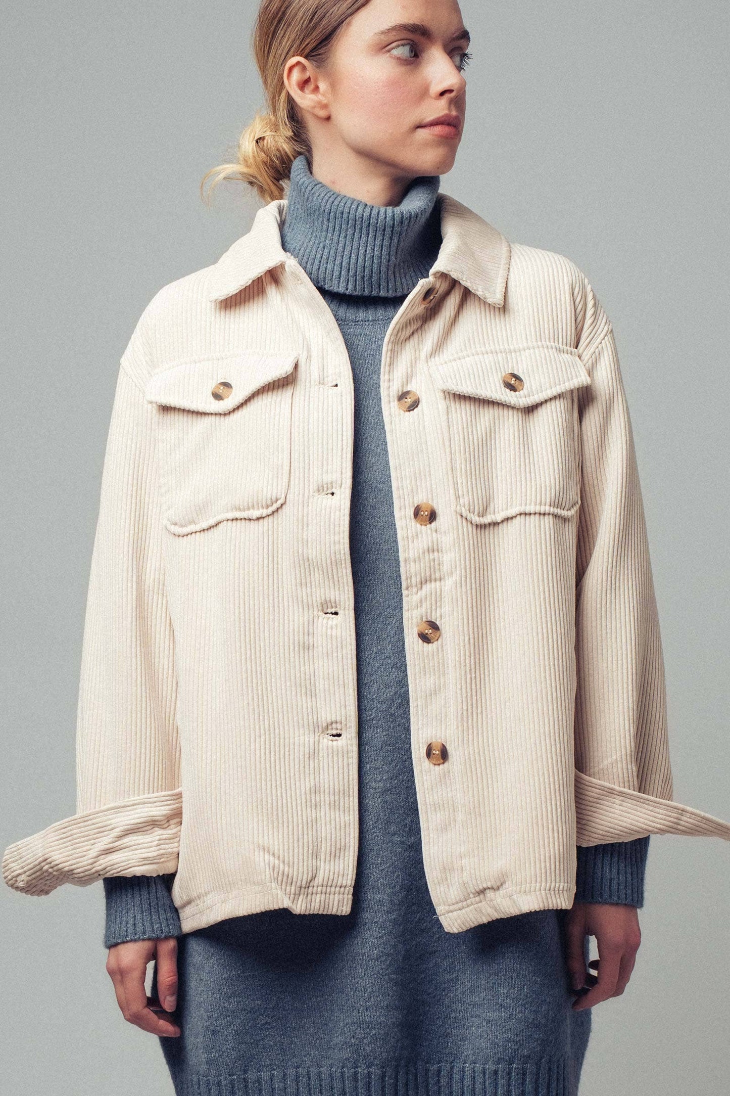 Oversized Sherpa Lined Corduroy Shacket