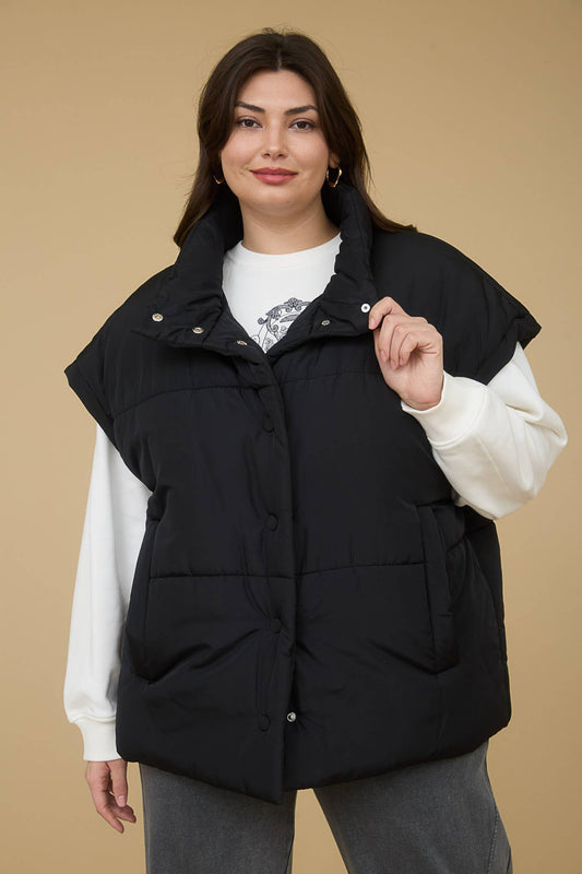 PLUS EXCLUSIVE | Snap Button Puffer Vest