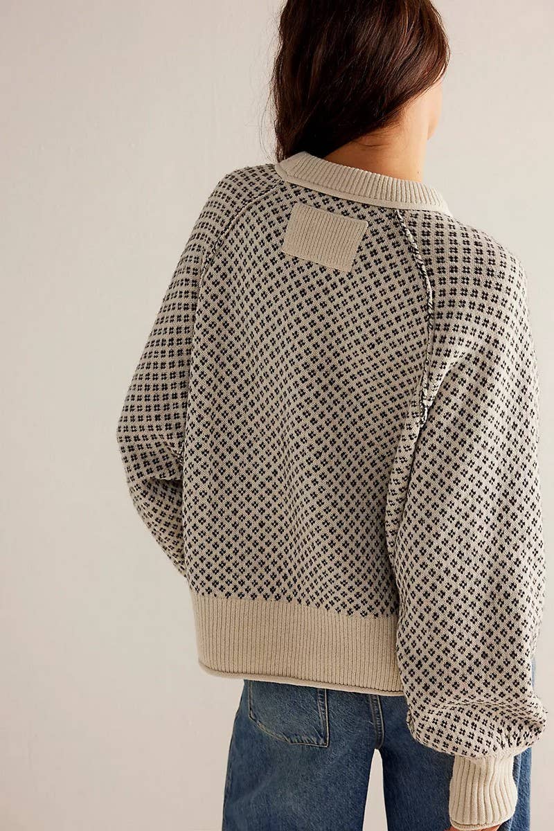 Jacquard Crew Neck Sweater