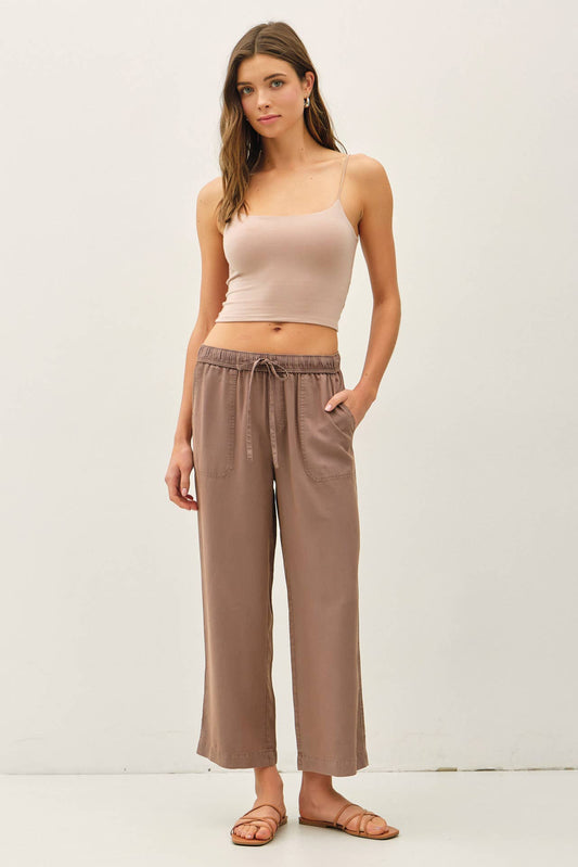 Tencel Wide Leg Cropped Pants