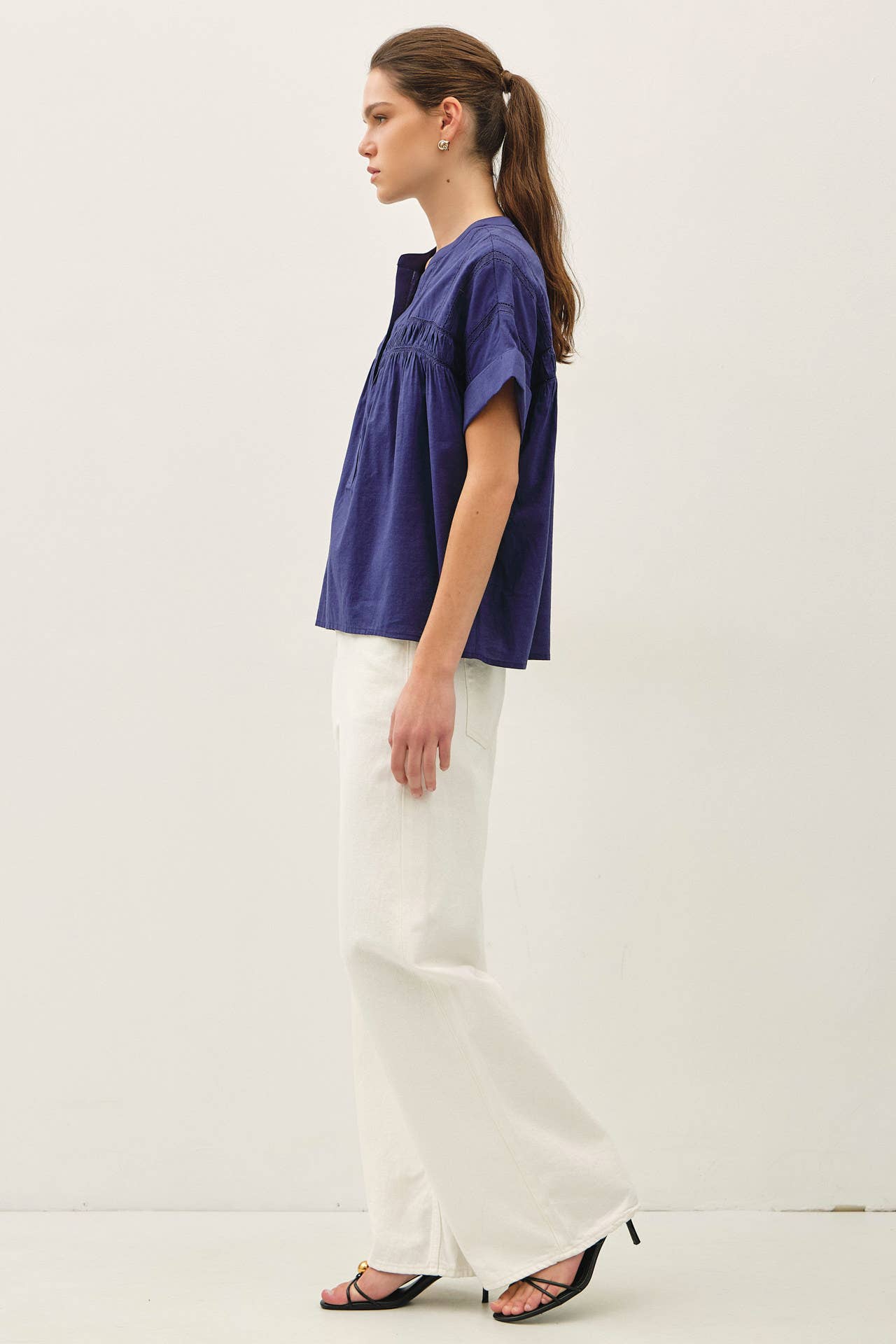 Eyelet Laced Dolman Sleeve