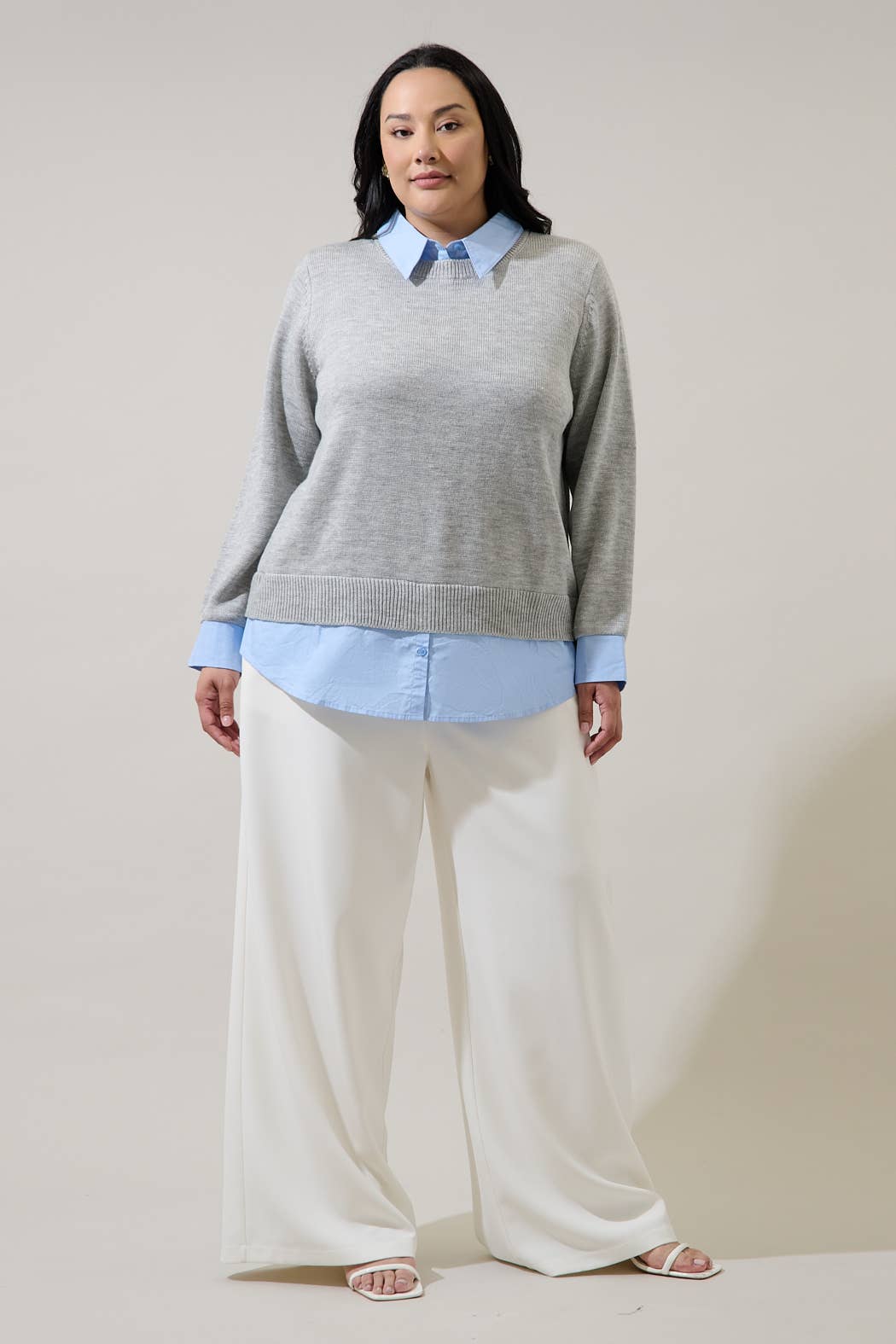 Azira Mix Media Collared Sweater