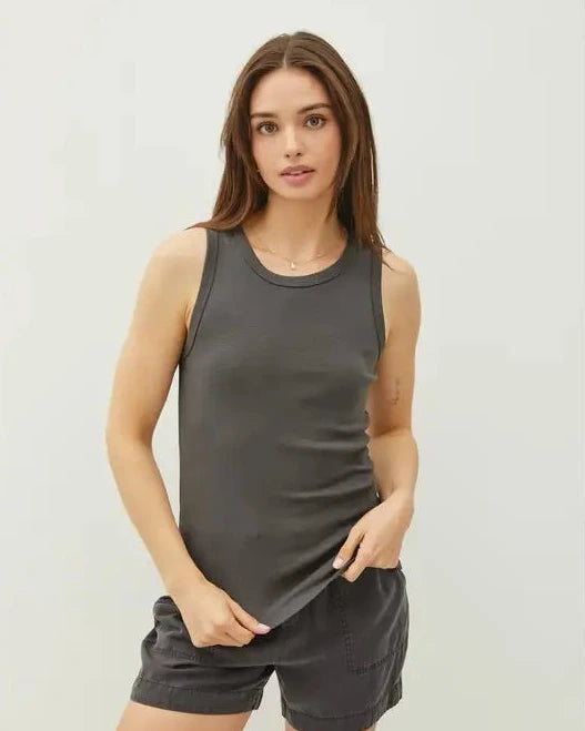 Basic Solid Cotton Crew Neck Tank