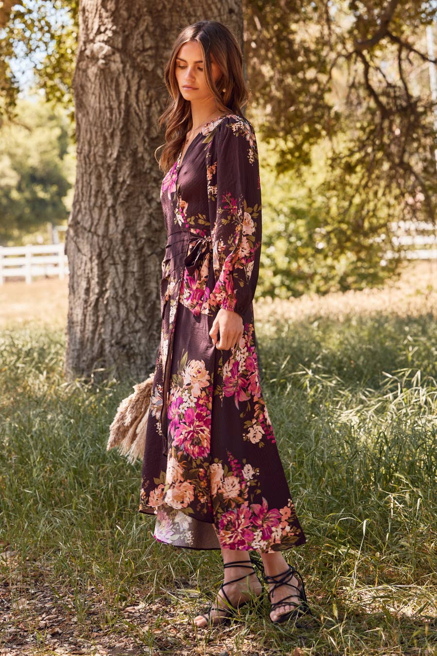 Floral Wrap Midi Dress