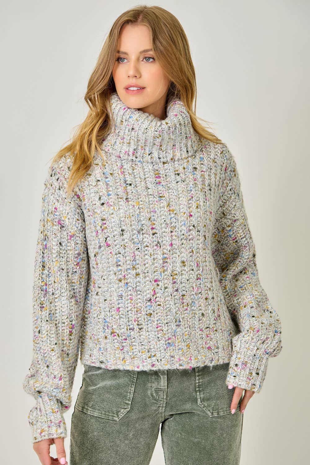 Turtleneck Mixed Yarn Sweater