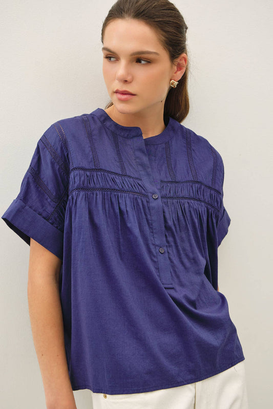Eyelet Laced Dolman Sleeve