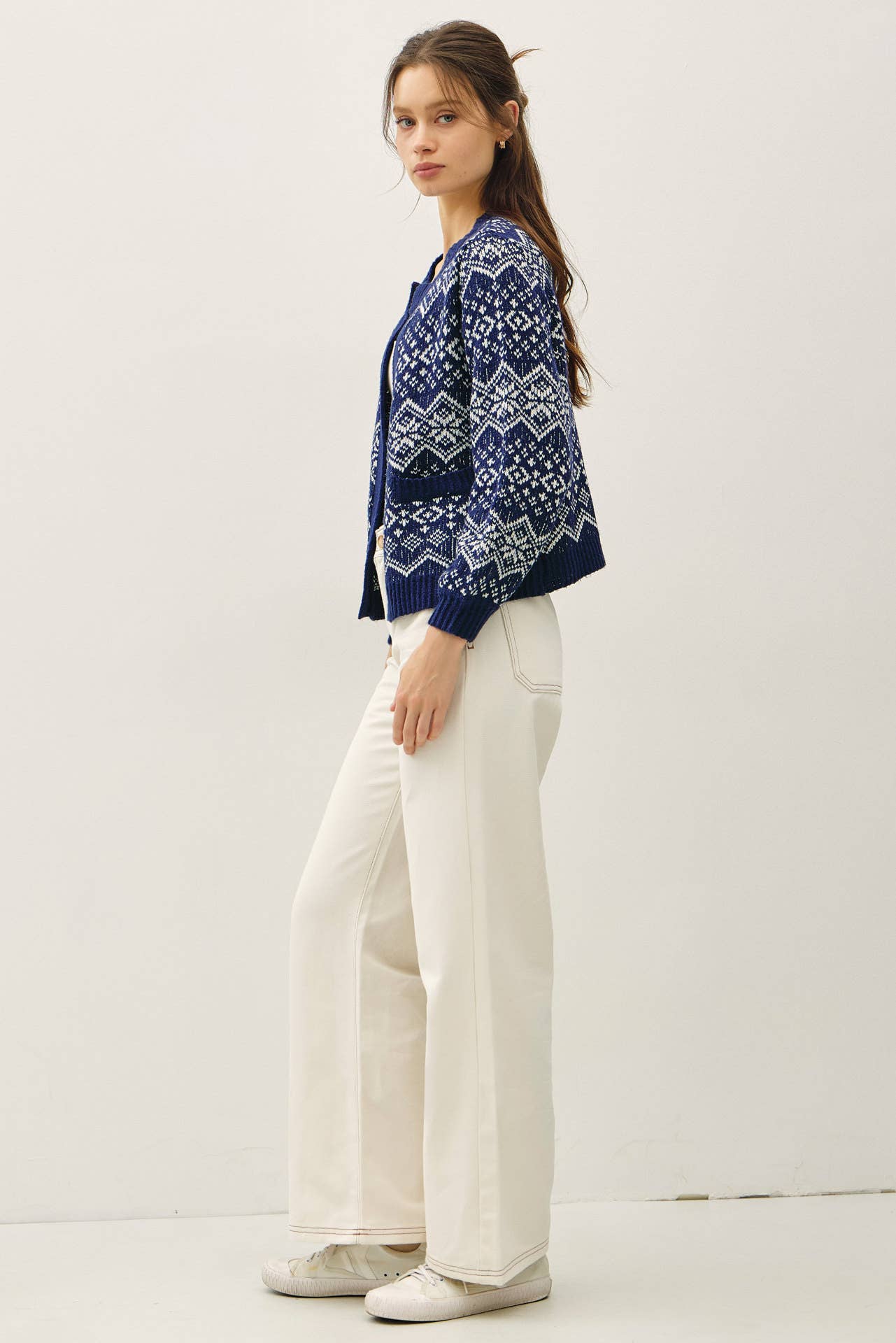 Faire Isle Open Cardigan | Navy