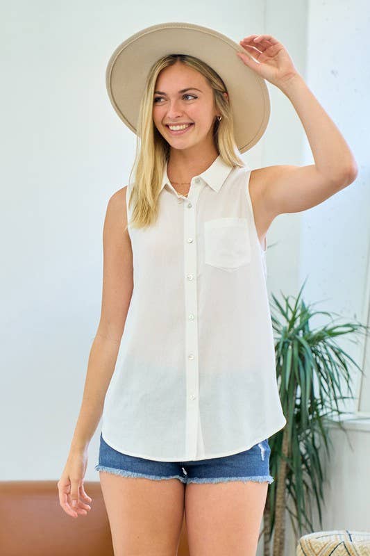 Sleeveless Button Down Tank
