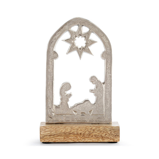 Metal and Wood Small Nativity Scene