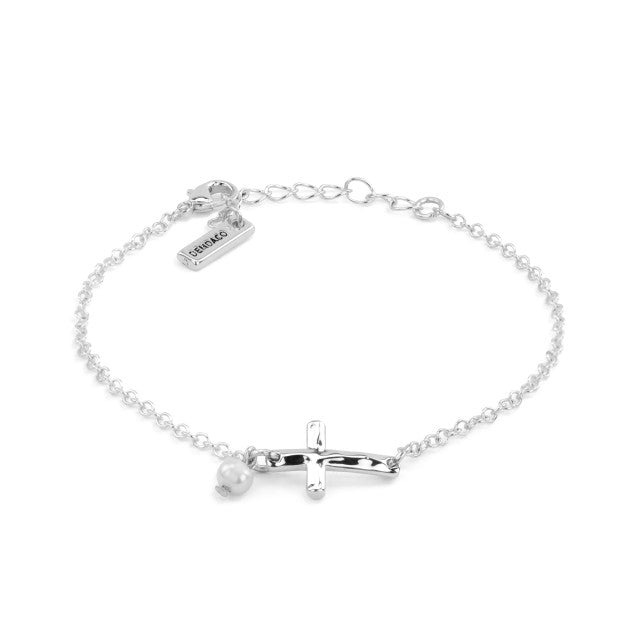 Dainty Cross Bracelet | Silver