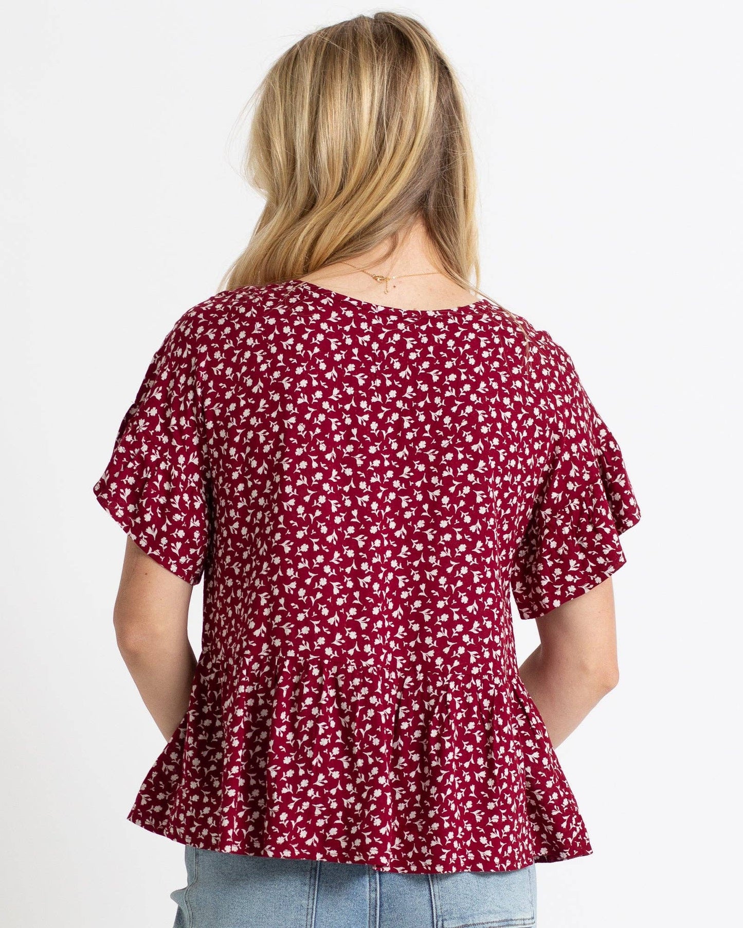Floral Print Peplum Blouse