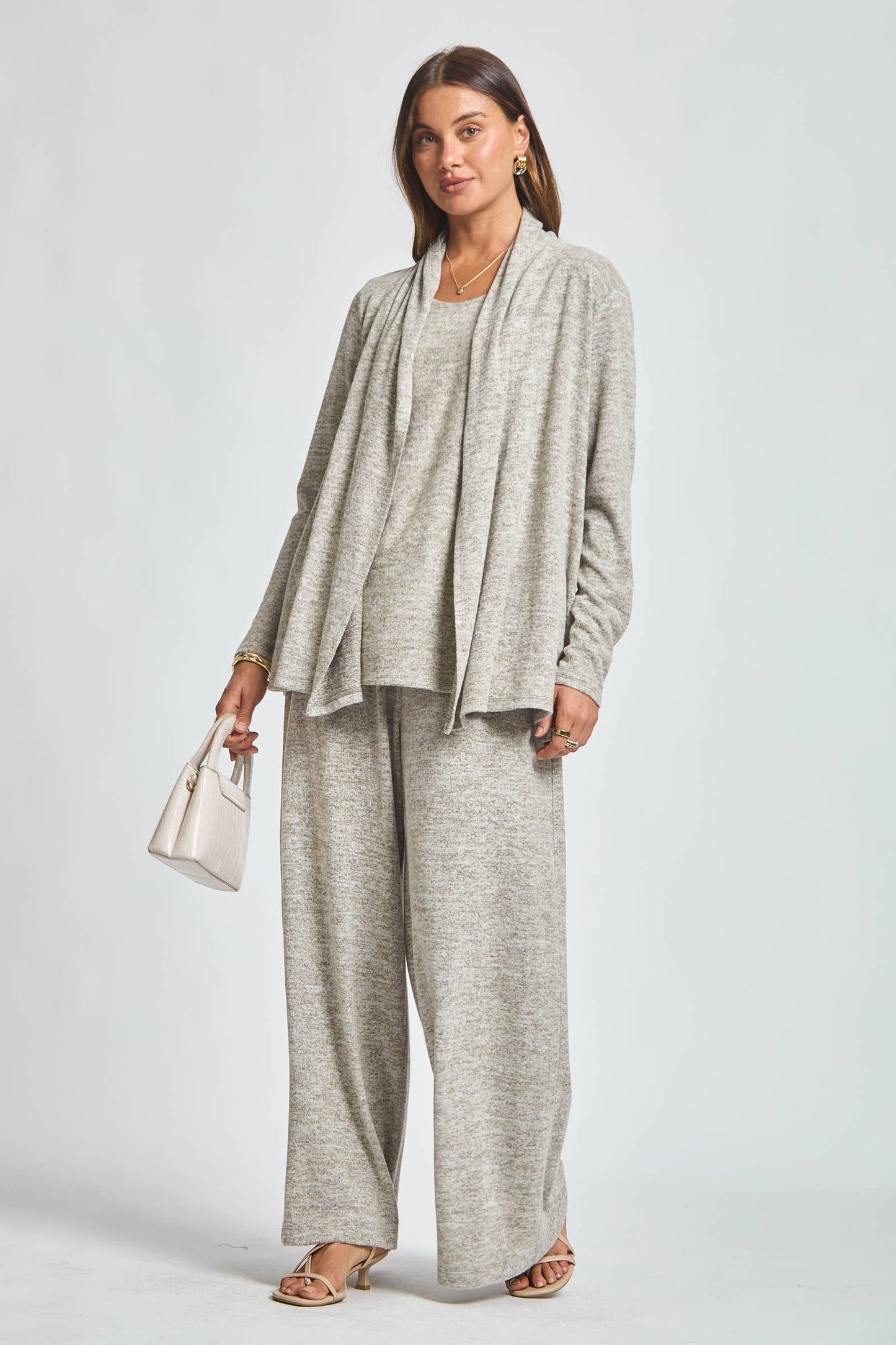 Soft Tank + Cardigan + Relaxed Pants Set