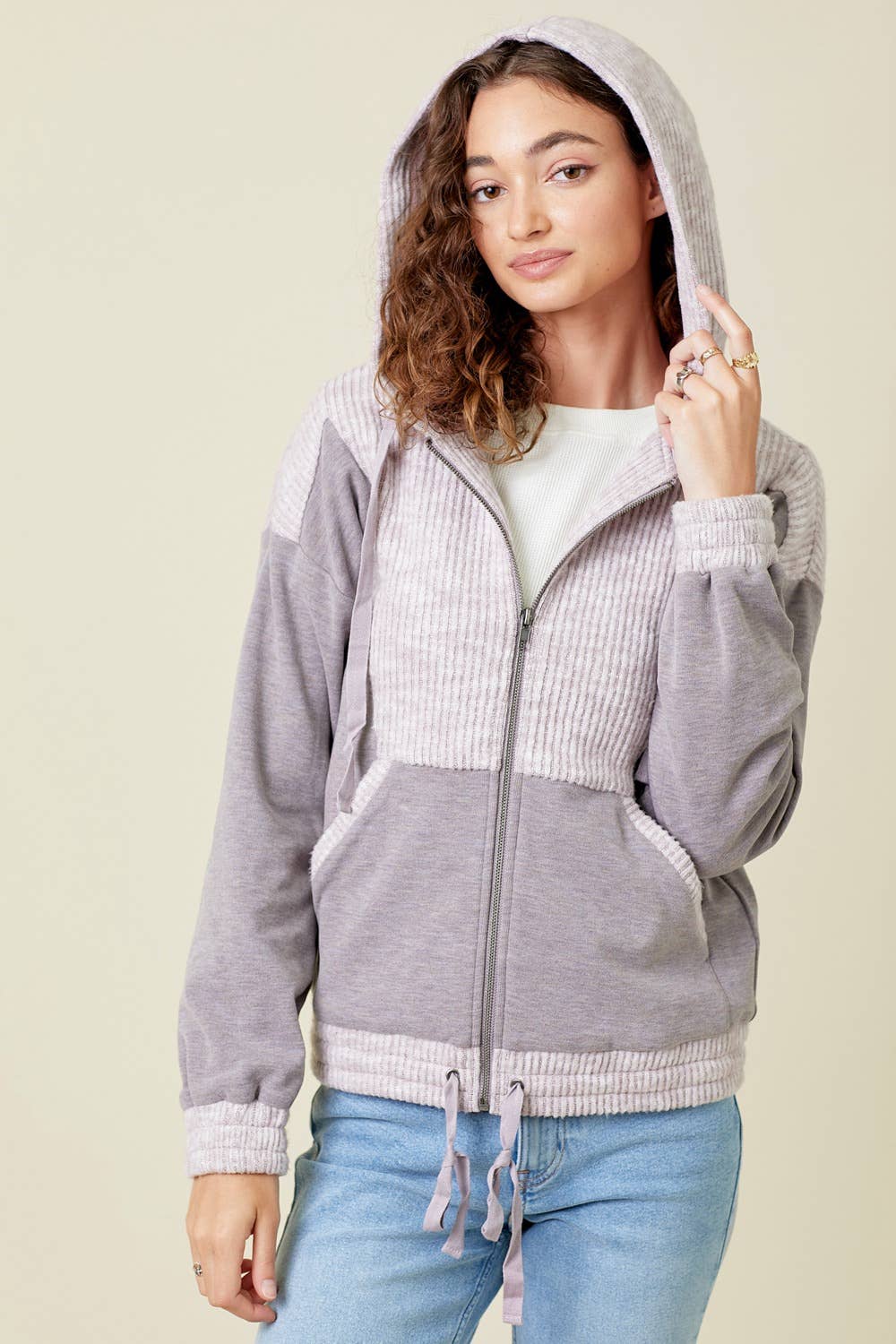 Brushed Knit Hoodie Jacket