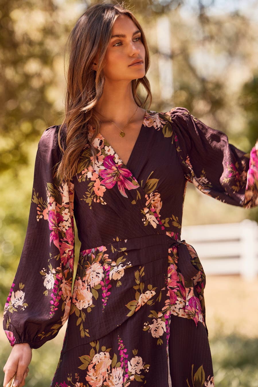 Floral Wrap Midi Dress