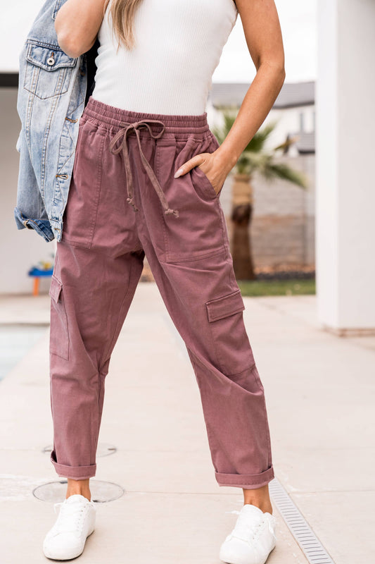 Cargo Crop Pants | Mauve