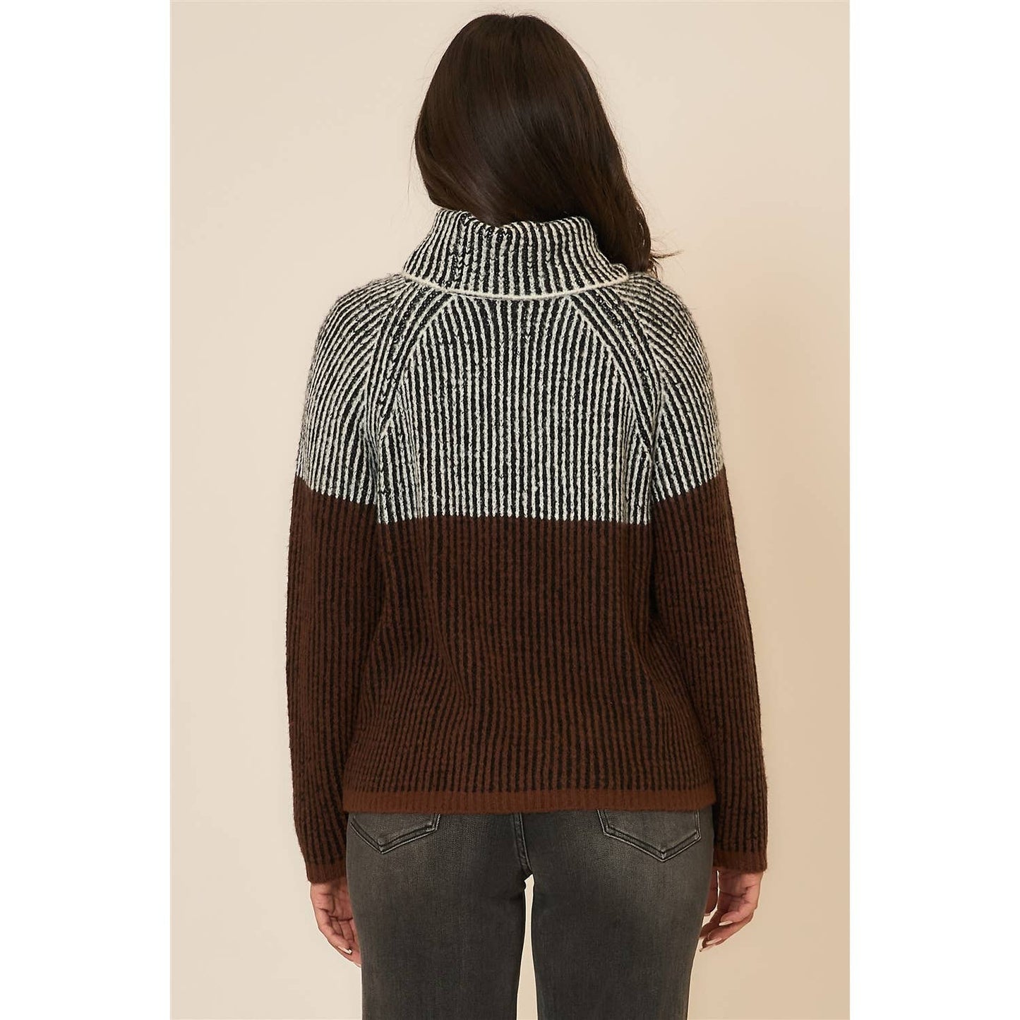 Brushed Rib Knit Cowl Neck Sweater