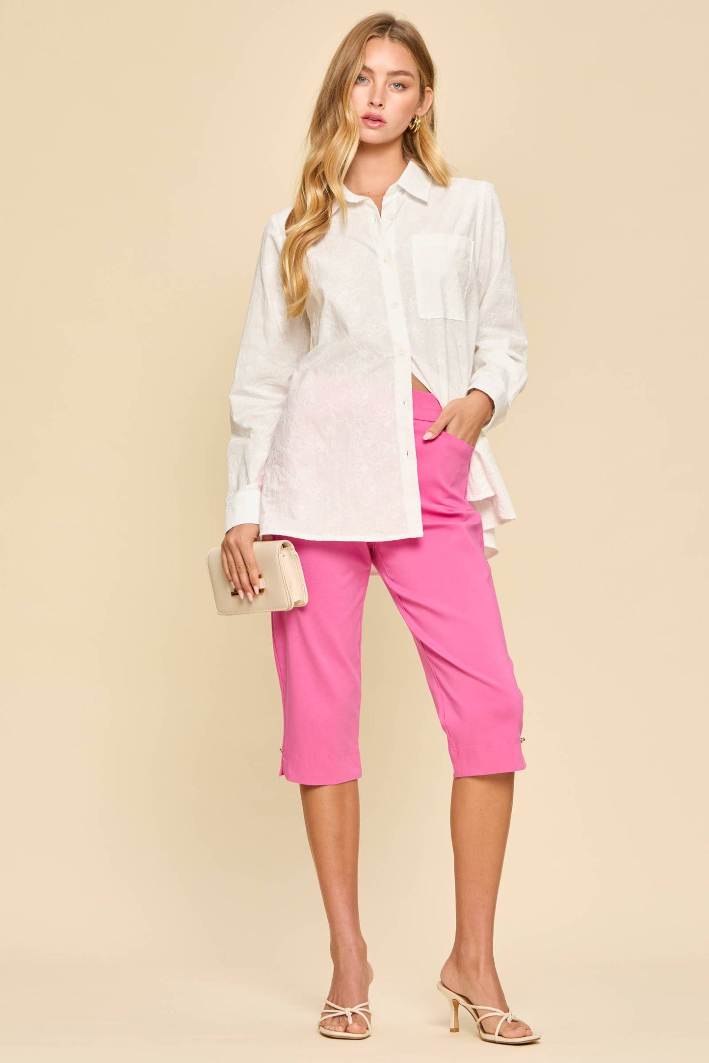 Embroidered Button-Up Blouse