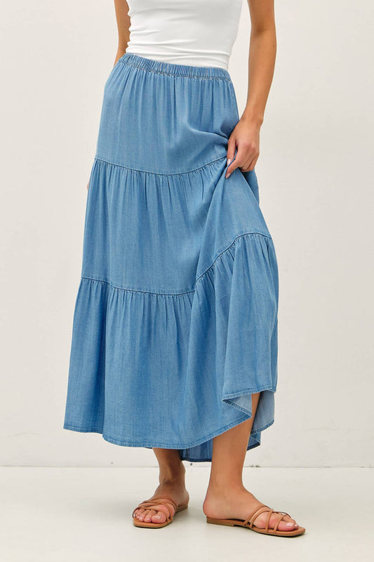 Tencel Tiered Maxi Skirt